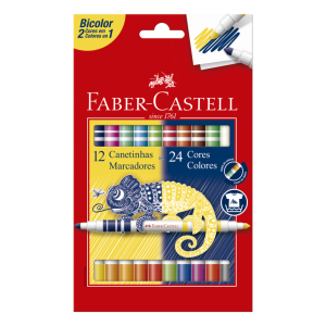 Canetinha Hidrografica Bicolor 12 Canetas 24 Cores | Faber Castell