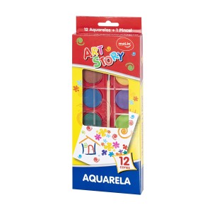 Aquarela Escolar Art Story 12 Cores + Pincel | Molin