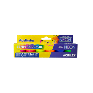 Tinta Tempera Guache 6 Cores Neon 15ml | Acrilex