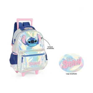 Mochila Escolar com Rodas Stitch Holográfica | Luxcel
