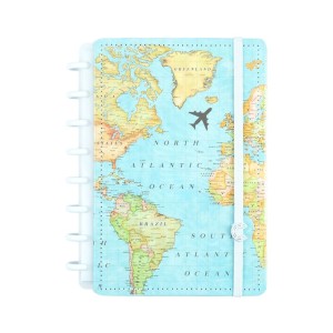 Caderno Inteligente A5 By Gocase Mapa Mundi Azul | Caderno Inteligente