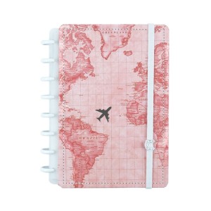 Caderno Inteligente A5 By Gocase Mapa Mundi Rosa | Caderno Inteligente