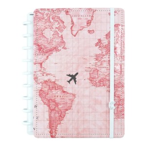 Caderno Inteligente Medio By Gocase Mapa Mundi Rosa | Caderno Inteligente