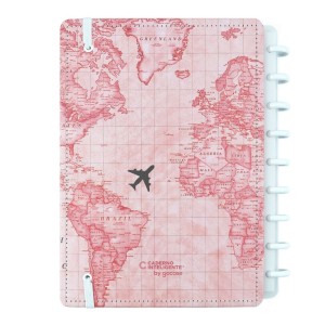 Caderno Inteligente Medio By Gocase Mapa Mundi Rosa | Caderno Inteligente