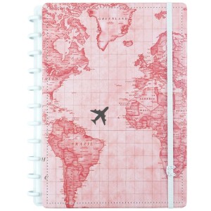 Caderno Inteligente Grande By Gocase Mapa Mundi Rosa | Caderno Inteligente