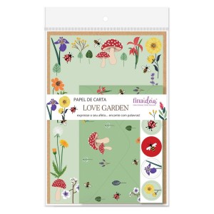 Papel de Carta com 4 Unidades Love Garden Verde | Fina Ideia