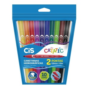 Canetinhas Hidrográficas Criatic Duas Pontas 10 cores | CIS