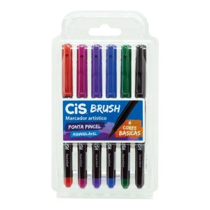 Estojo Caneta Brush Com 6 Cores Básicas | CIS