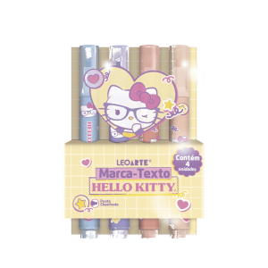 Marca-Texto Hello Kitty Estojo C/ 4 Cores | Leoarte