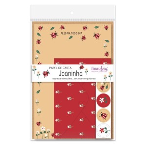 Papel de carta 4 unid. Joaninha | Fina Ideia