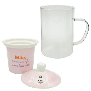 Caneca Mãe C/ Tampa + Difusor 480ml Em Vidro | Sanxia
