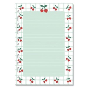 Refil Decorado Caderno Argolado Colegial Cereja 30 folhas 90g | Fina Ideia